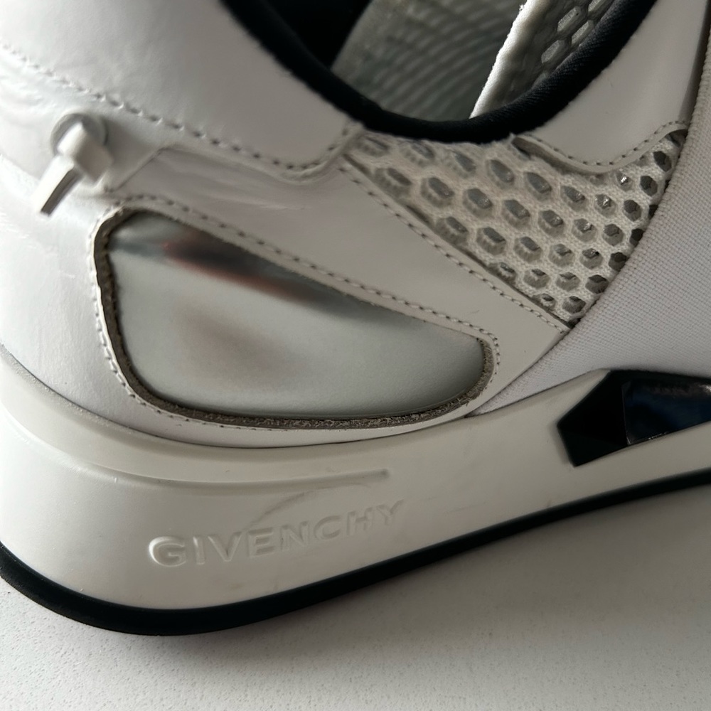 White and Black Givenchy Stretch-Mesh Slip On Sneakers - Picture 4 of 16